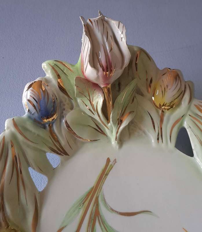 Italian Hand-painted Gold Trimmed Platter