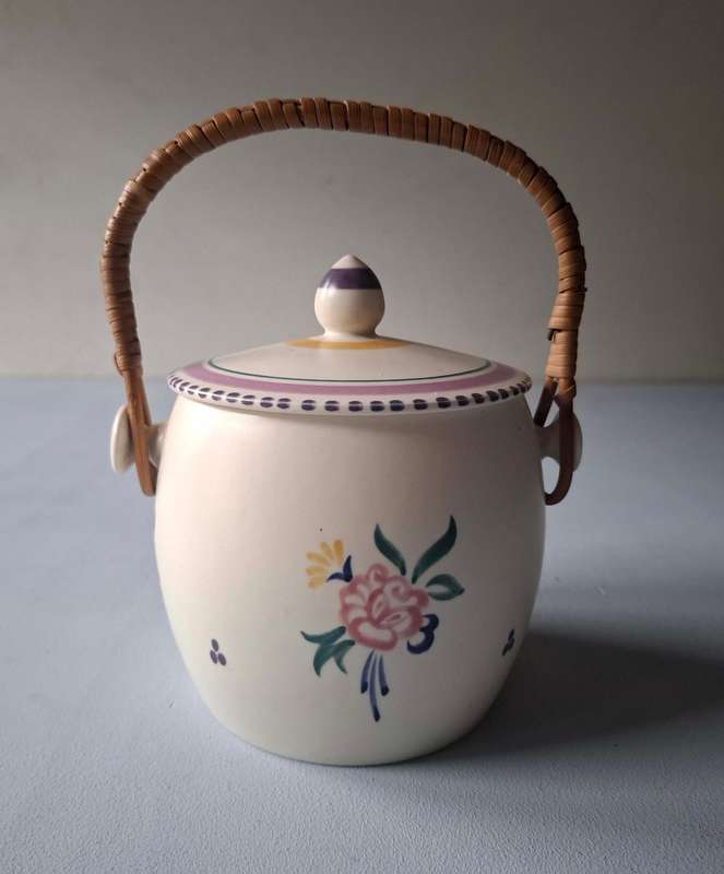 Poole Hand-Painted Biscuit Jar with Flowers