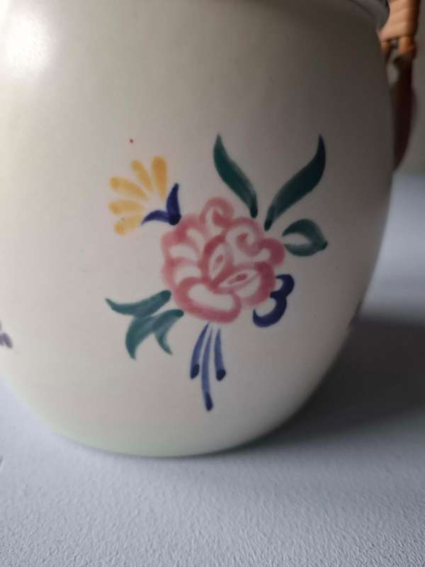 Poole Hand-Painted Biscuit Jar with Flowers