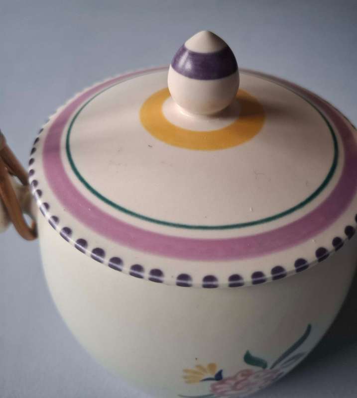 Poole Hand-Painted Biscuit Jar with Flowers