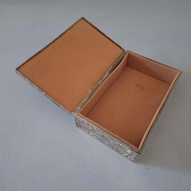 Vintage Repousse Silver Plate Trinket Box