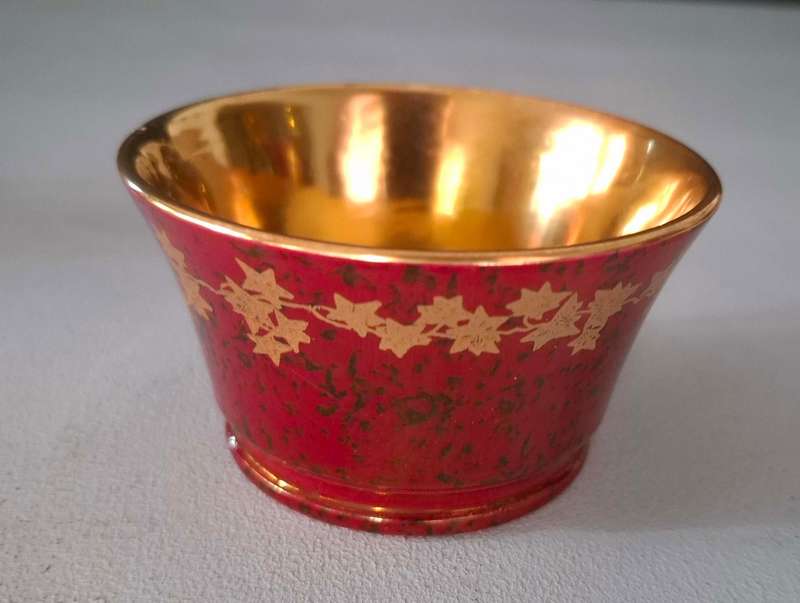 Art Deco Crown Devon Fieldings Ruby Red Lustre Gold Coffee Set