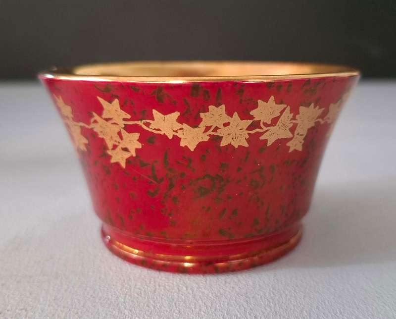 Art Deco Crown Devon Fieldings Ruby Red Lustre Gold Coffee Set