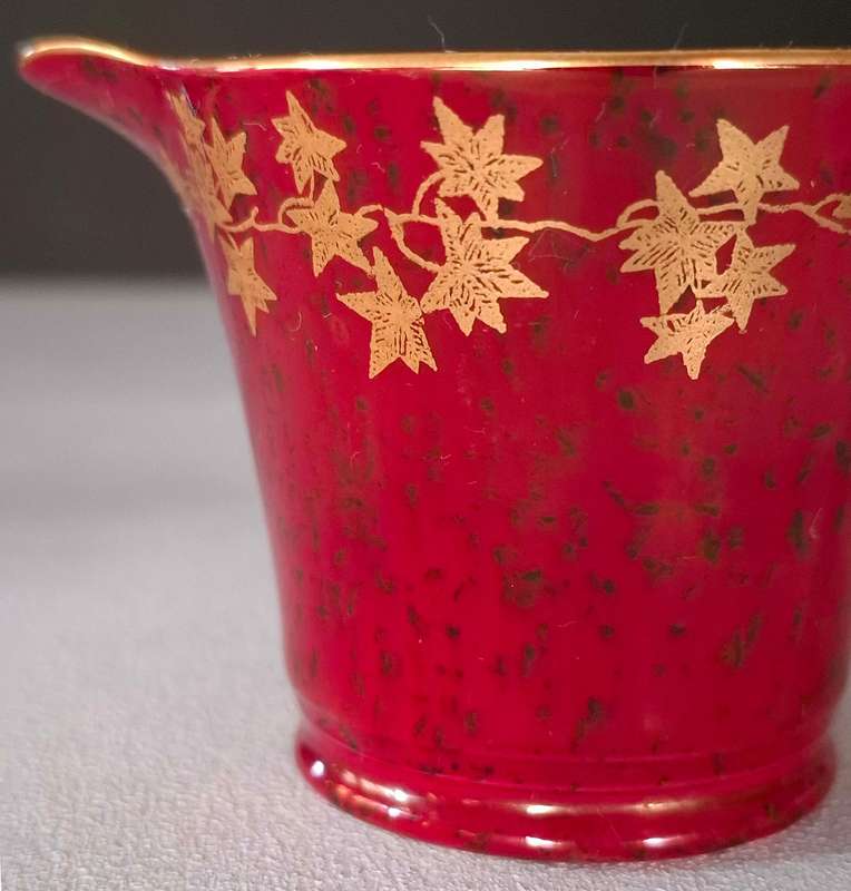 Art Deco Crown Devon Fieldings Ruby Red Lustre Gold Coffee Set