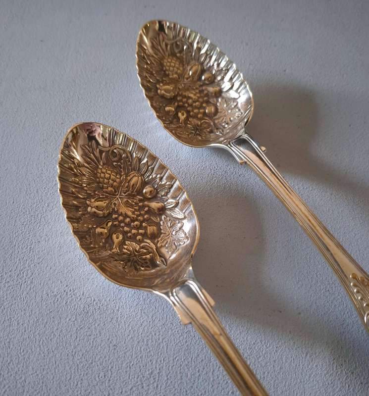Ornate Silver Plated Berry Spoons