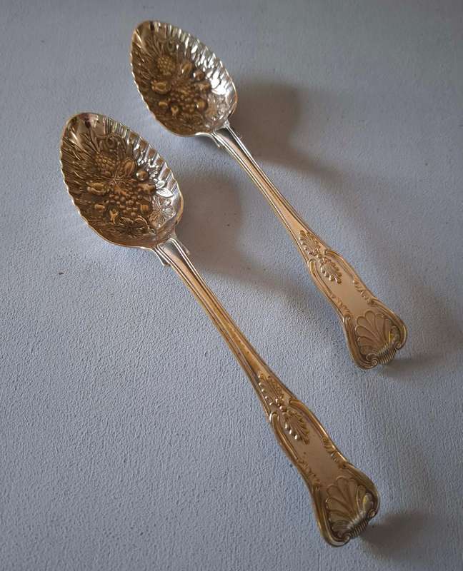 Ornate Silver Plated Berry Spoons