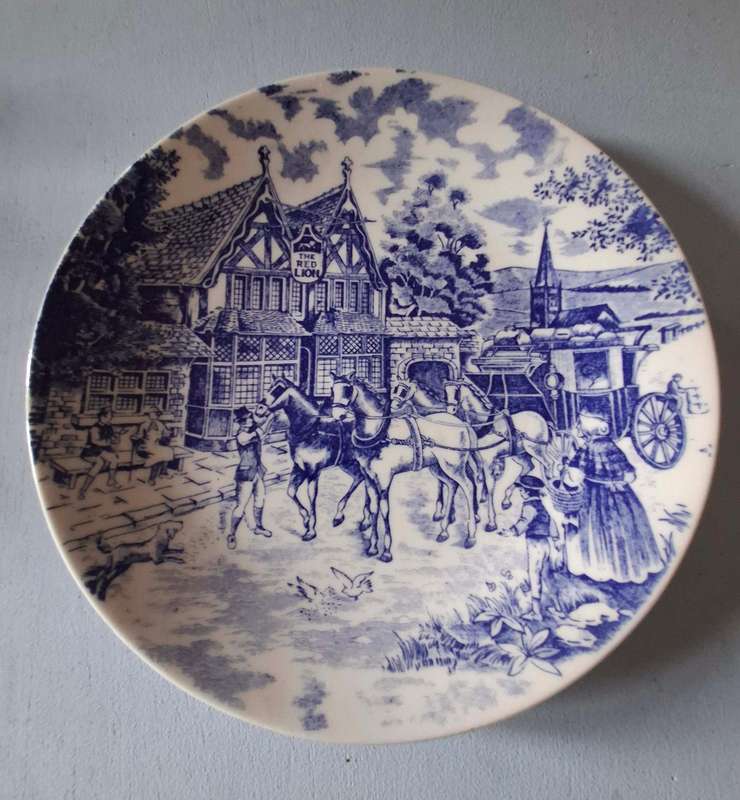 Blue and White The Red Lion Plates