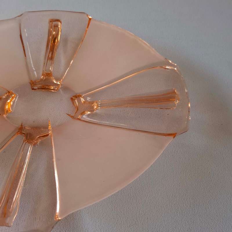 Art Deco Pink Glass Platter