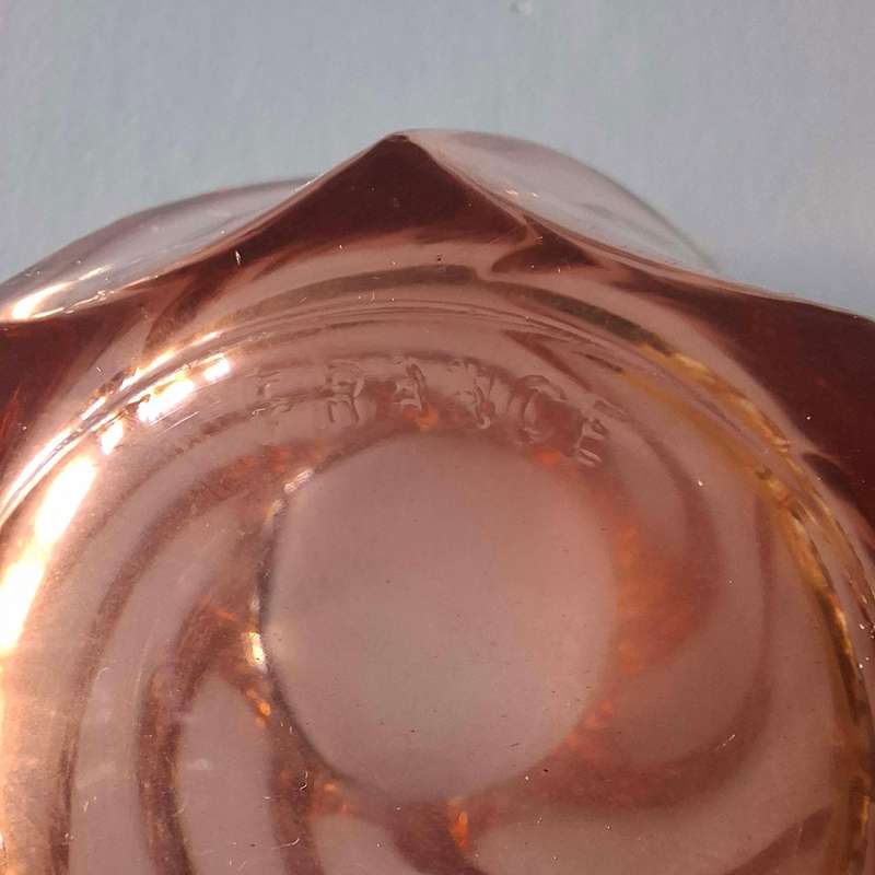 Art Deco French Pink Glass Vase with Swirls