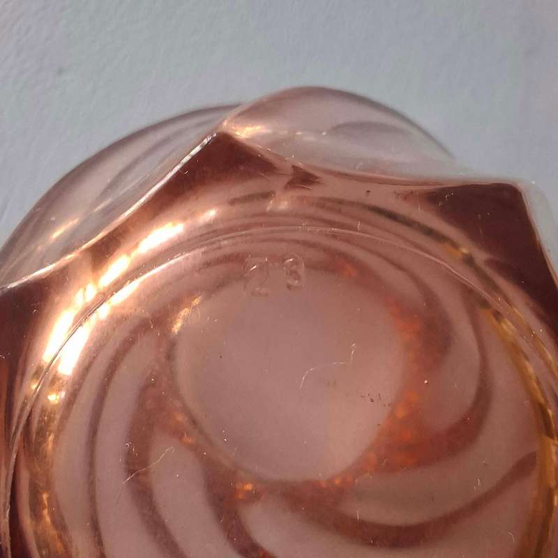 Art Deco French Pink Glass Vase with Swirls