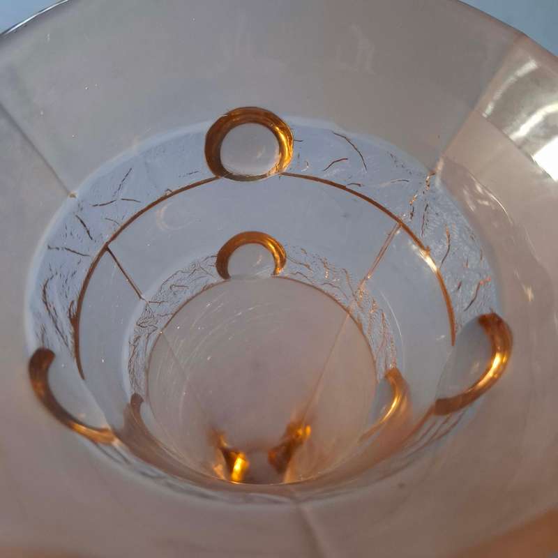 Tall Art Deco Peachy Pink Glass Rocket Vase
