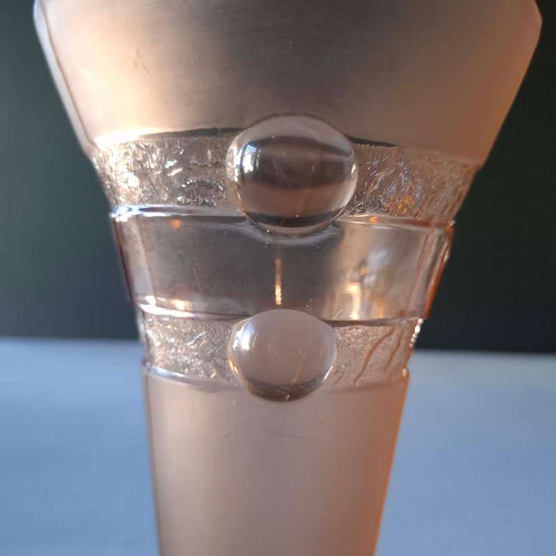 Tall Art Deco Peachy Pink Glass Rocket Vase