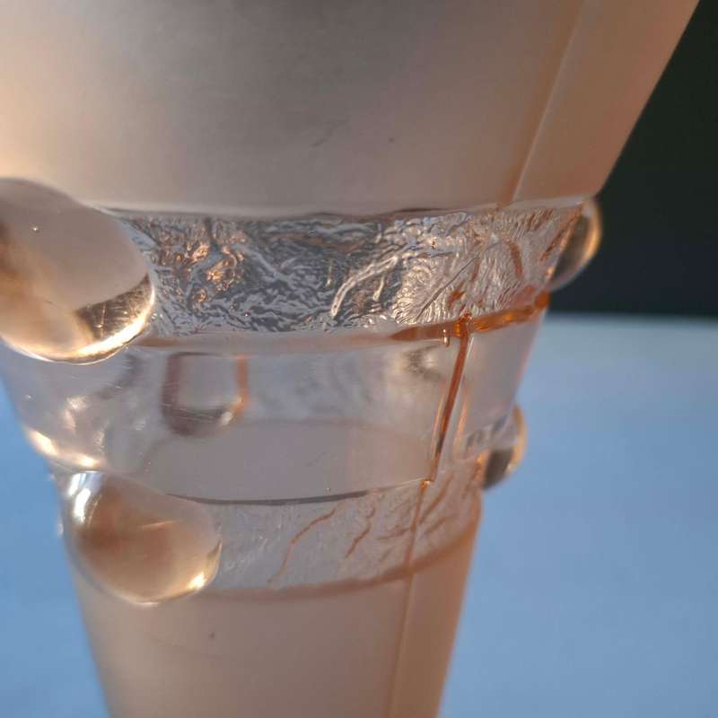 Tall Art Deco Peachy Pink Glass Rocket Vase