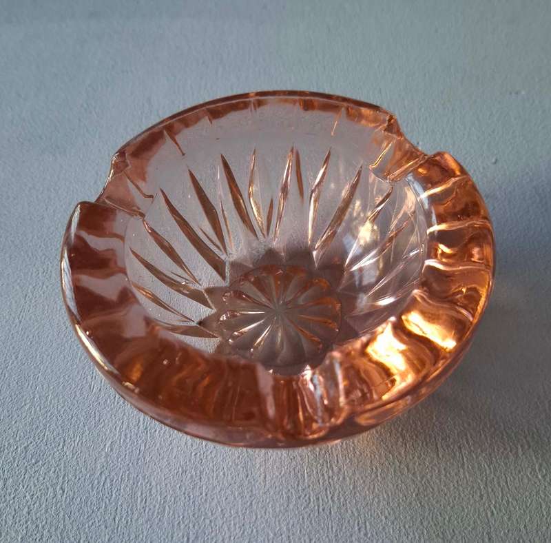 Vintage Pink Glass Ashtray