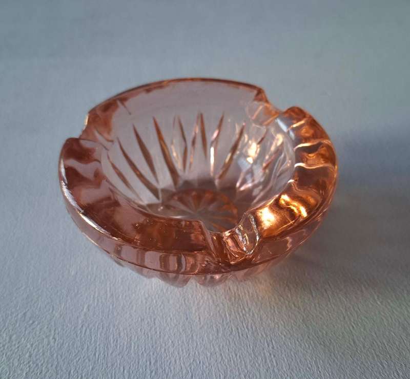 Vintage Pink Glass Ashtray