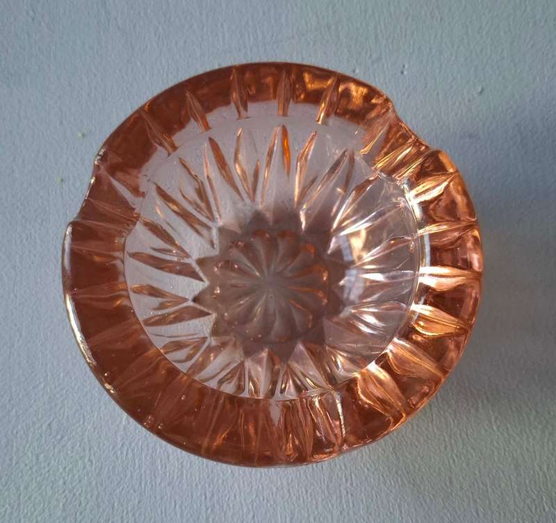 Vintage Pink Glass Ashtray
