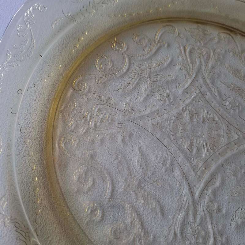 Vintage Indiana Glass Recollection Yellow Amber Plate