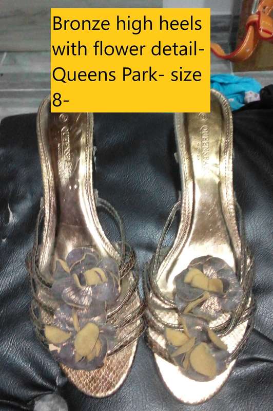 Bronze flower detail heels- 8 queens park