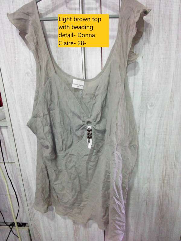 donna claire top 28 light brown with beads charm in front