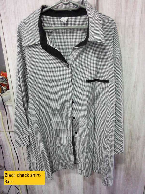 black and white checks 3xl blouse 3/4 sleeve
