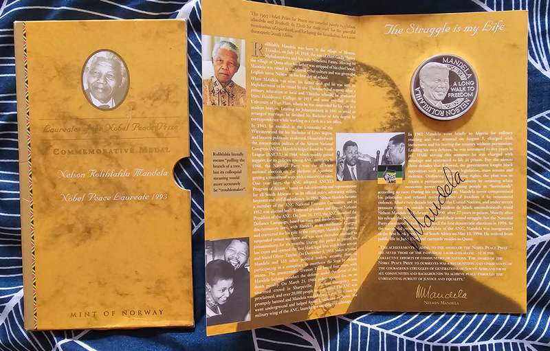 Nelson Mandela signed Nobel Laurates Medal set