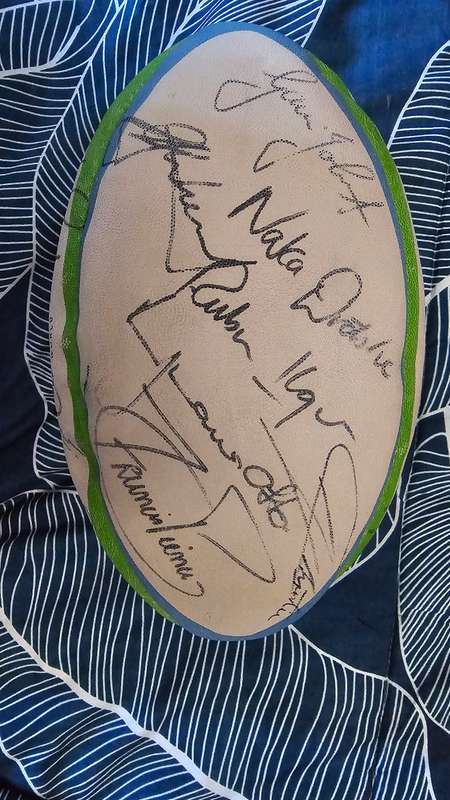 Rugby World Cup Rugby Balls 95, 07, 2019 and 2023 signed by full Squads