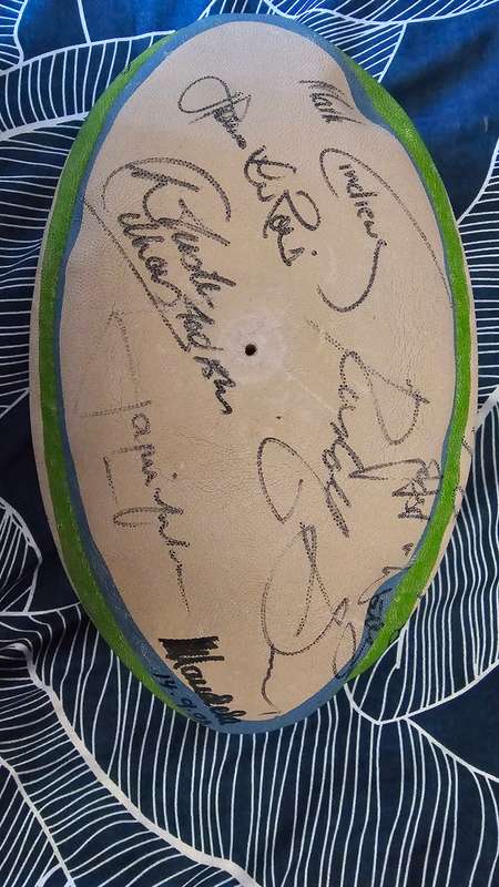 Rugby World Cup Rugby Balls 95, 07, 2019 and 2023 signed by full Squads
