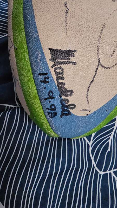 Rugby World Cup Rugby Balls 95, 07, 2019 and 2023 signed by full Squads