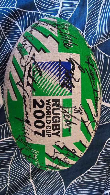 Rugby World Cup Rugby Balls 95, 07, 2019 and 2023 signed by full Squads