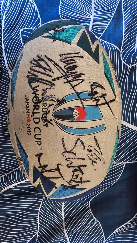 Rugby World Cup Rugby Balls 95, 07, 2019 and 2023 signed by full Squads