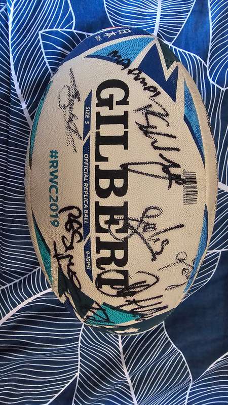 Rugby World Cup Rugby Balls 95, 07, 2019 and 2023 signed by full Squads