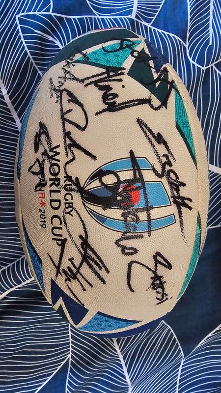 Rugby World Cup Rugby Balls 95, 07, 2019 and 2023 signed by full Squads