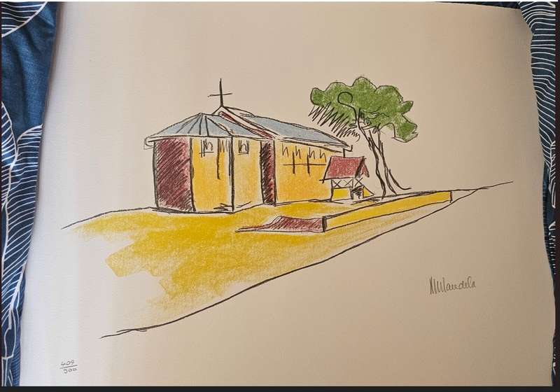 Nelson Mandela signed lithograph - The Church with COA