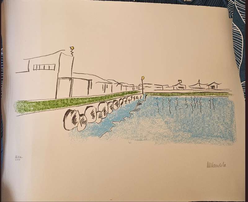 Nelson Mandela signed lithograph - the Harbour with COA