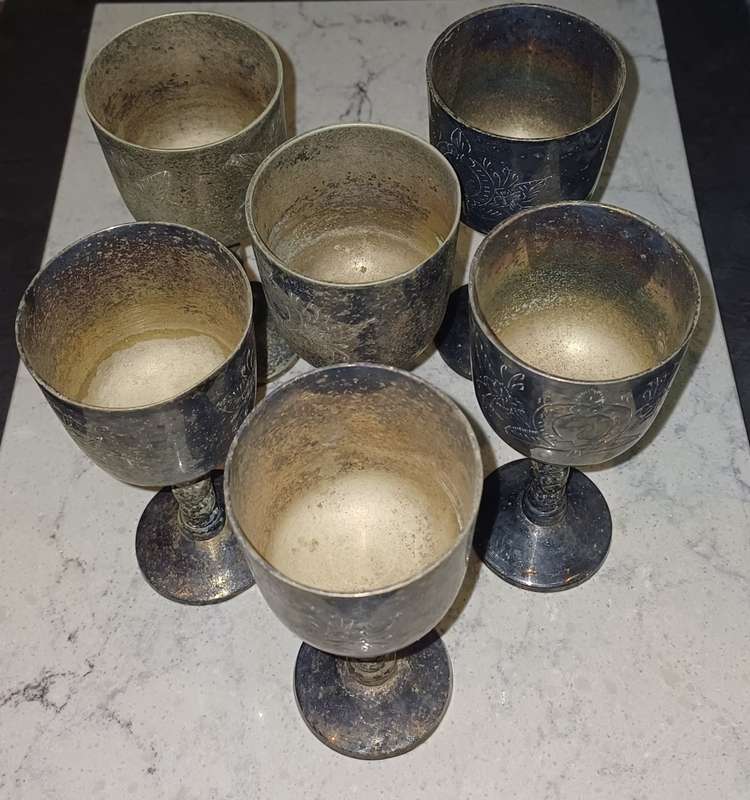 Silver Wine Goblets - Full Set x 6