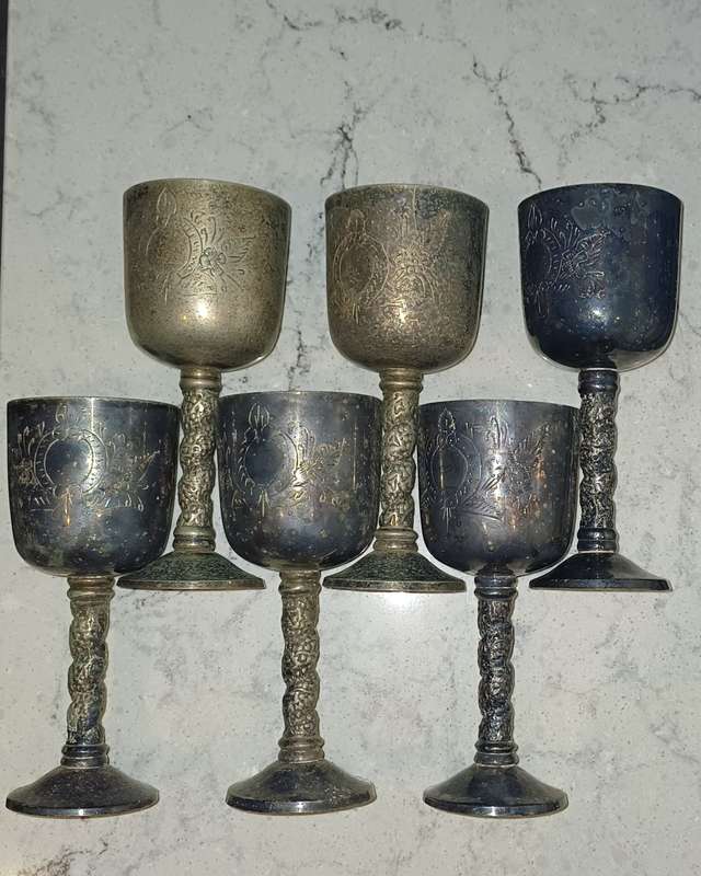 Silver Wine Goblets - Full Set x 6