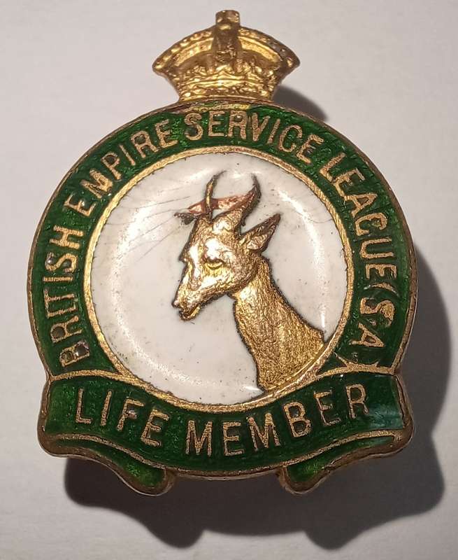 BRITISH EMPIRE SERVICE LEAGUE SA-LIFE MEMBER LAPEL BADGE