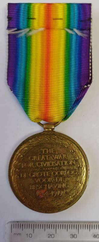 WW1_VICTORY MEDAL & RIBBON (FULL SIZE) - PTE. E.S. SMITH_12 TH  S.A.I.