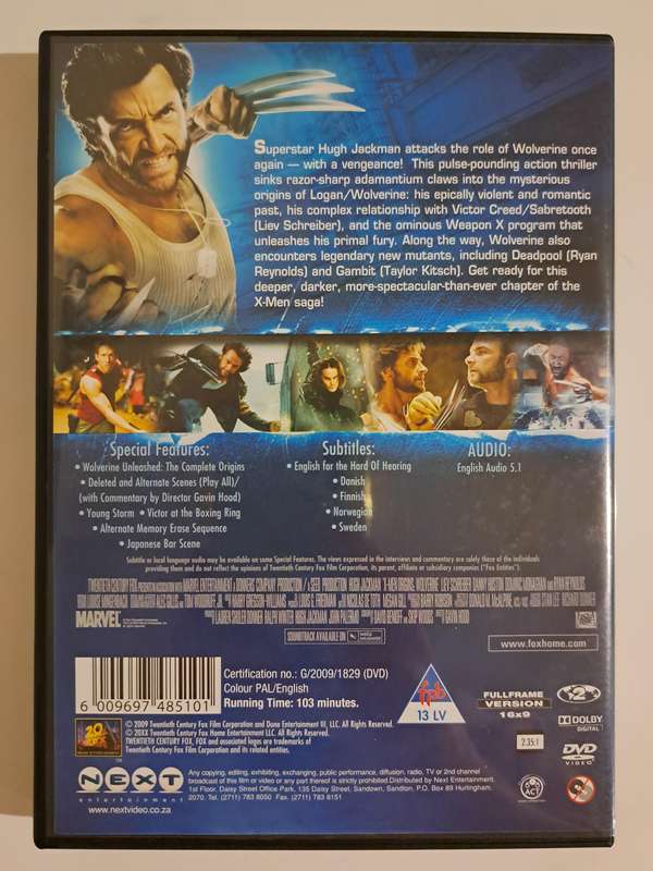 X-Men Origins : Wolverine DVD (2009)
