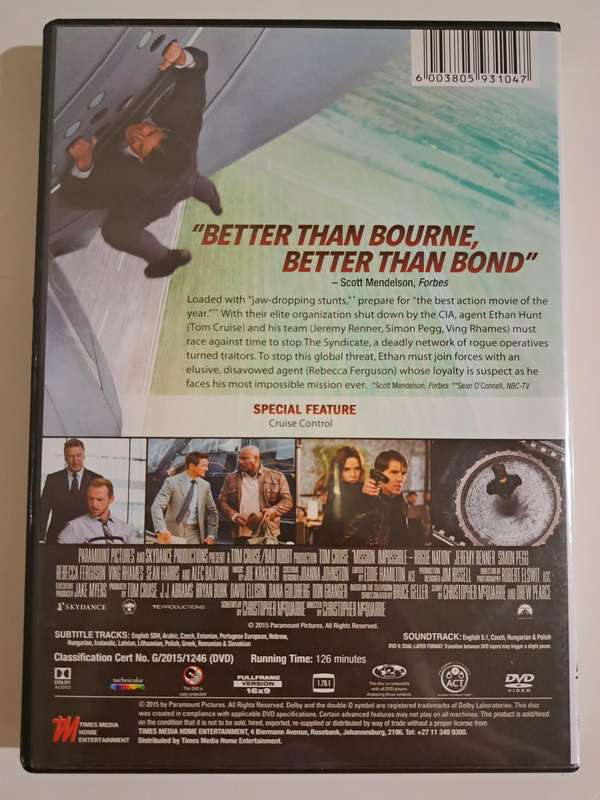 Mission Impossible 5 : Rogue Nation DVD (2015)