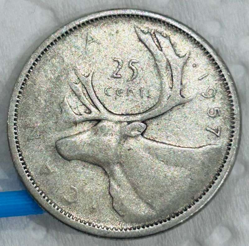 1957 SILVER CANADIAN  25 CENT