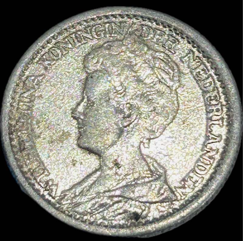 1919 SILVER NEDERLAND 25 CENTS