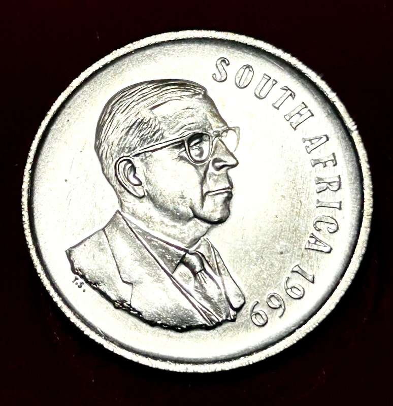 1969 Dönges (English Legend), Silver R1 Coin from South Africa
