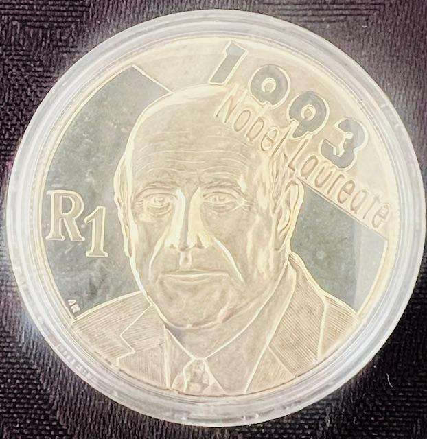 1993 South Africa One Rand, Nobel Prize Winner FW de Klerk - Proof in SA Mint Box