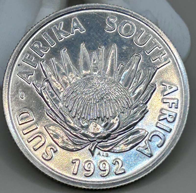1992 PROTEA R1 UNC "SOLI DEO GLORIA" IN RED SA MINT BOX - LOW MINTAGE 5876