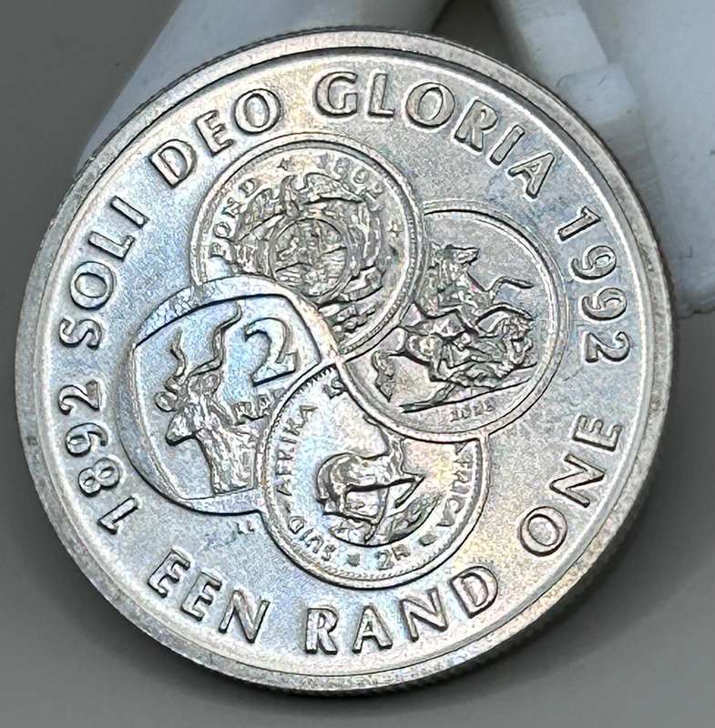 1992 PROTEA R1 UNC "SOLI DEO GLORIA" IN RED SA MINT BOX - LOW MINTAGE 5876