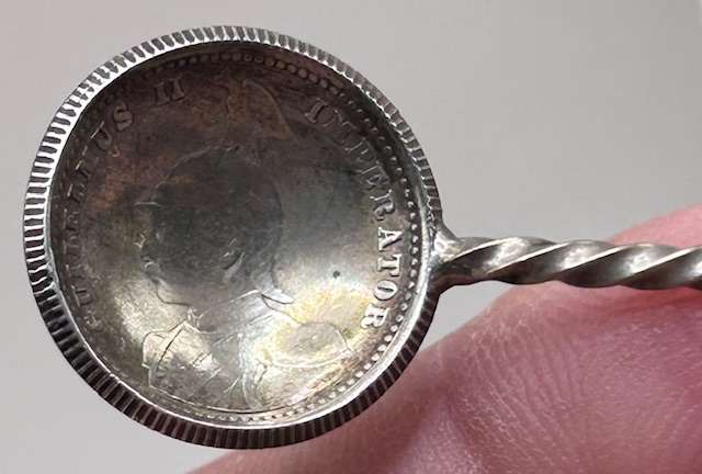 1913 DEUTSCH-OSTAFRIKA 1/4 RUPEE SILVER COIN TEASPOON (4,45 GRAMS SILVER)