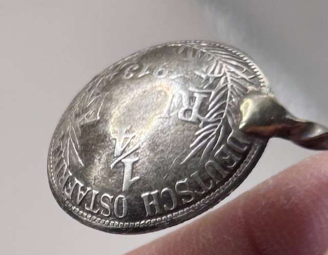 1913 DEUTSCH-OSTAFRIKA 1/4 RUPEE SILVER COIN TEASPOON (4,45 GRAMS SILVER)
