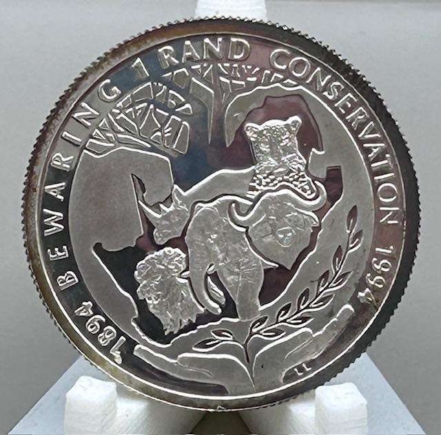 1994 SILVER PROOF-CONSERVATION - ONE RAND SPOTLESS