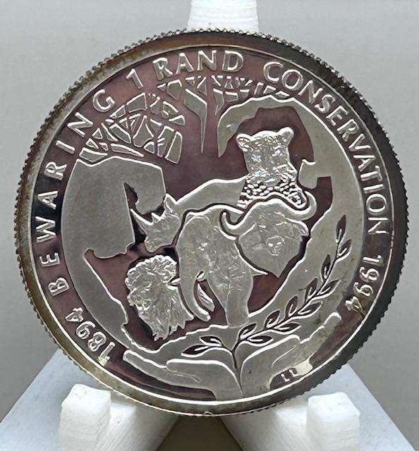 1994 SILVER PROOF-CONSERVATION - ONE RAND SPOTLESS
